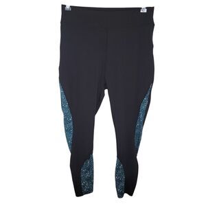 Pop Fit Workout Piper Pocket Black Green High Waist Legging Pants XL